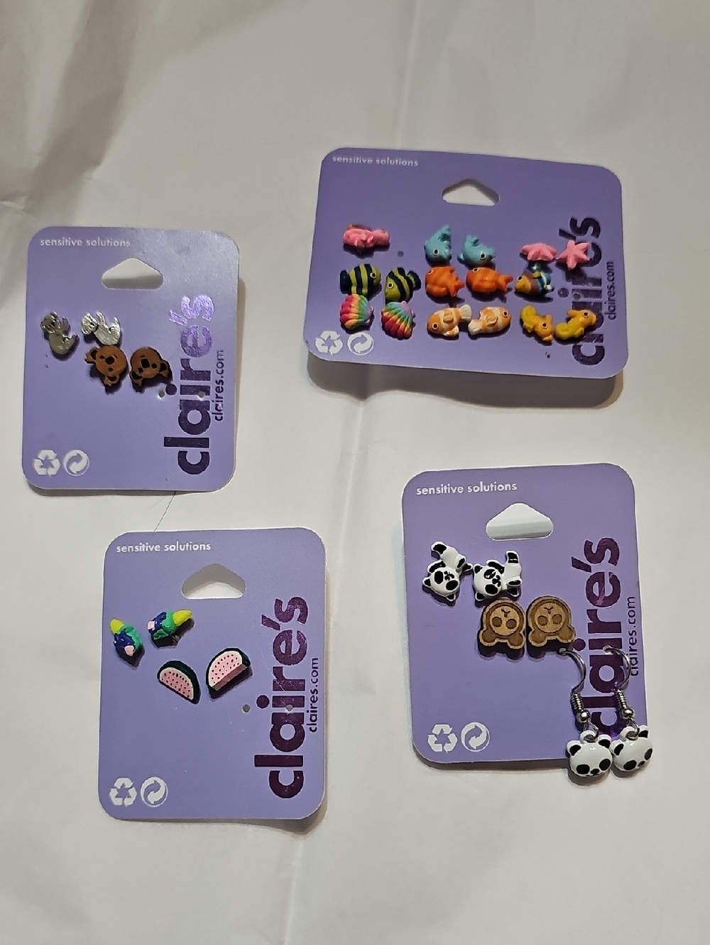 14 Pairs Earrings Plus Bonus Singles Animals Fruit Koala Panda Fish